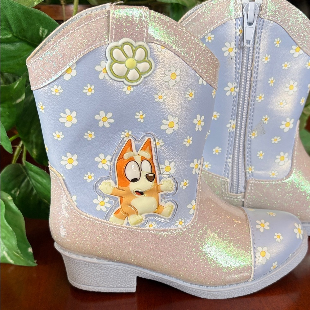Girls Shimmer Daisy Western Boots with Character Accent - Picture 2 of 10